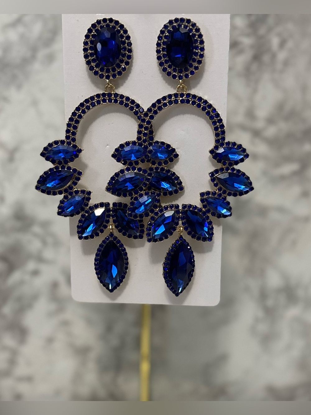 Blue Crystal Chandelier Earrings - Women Jewelry